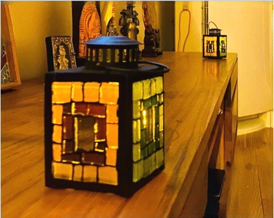 Handmade mosaic 4 different side color set of 2 -mini lamp perfect decore to your garden, home